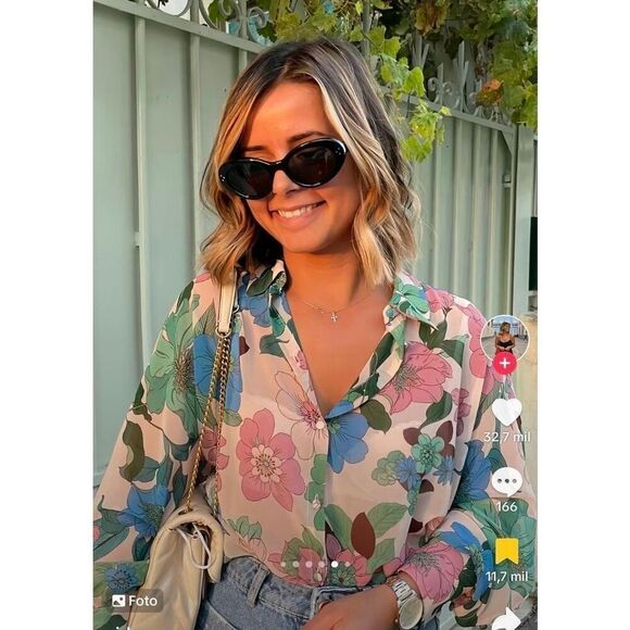 Zara Tops - Zara Floral Print Long Sleeve Blouse Top Size S